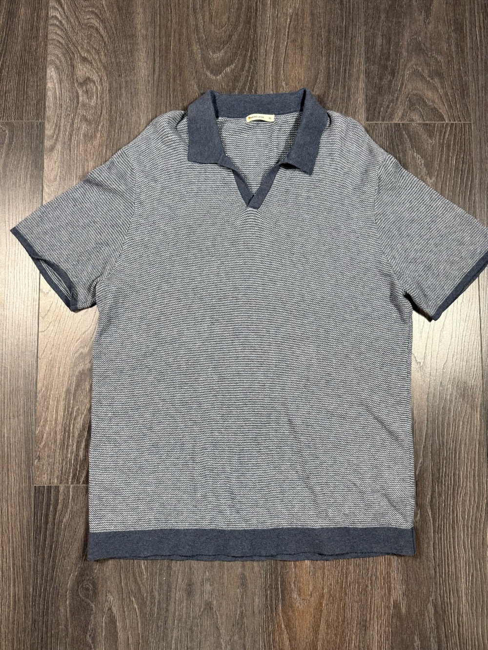 Marine Layer Short-Sleeve Knit Polo in Heather Navy